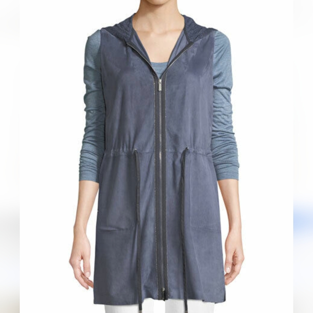 Women's Blue/Grey Goat Suede Vest Great Condition